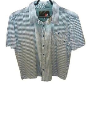 AMPLIFY Men's Short Sleeve Checkered Collar Button-Down | EUC